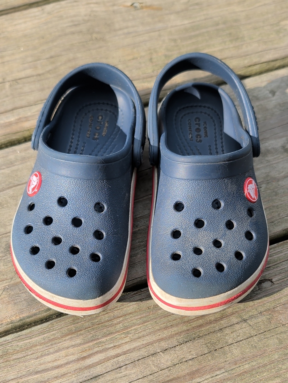 CROCS Kids Navy Clogs with Red Accents